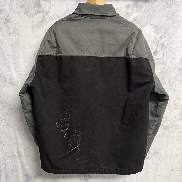 Dickies Jacket Mens XL Black.Gray Full Zip Shop Mechanic Quilted Lined Canvas - Picture 2 of 16